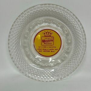 Vtg Best Western Motels Ashtray Clear Glass Hobnail Crown Logo Collectible Memor